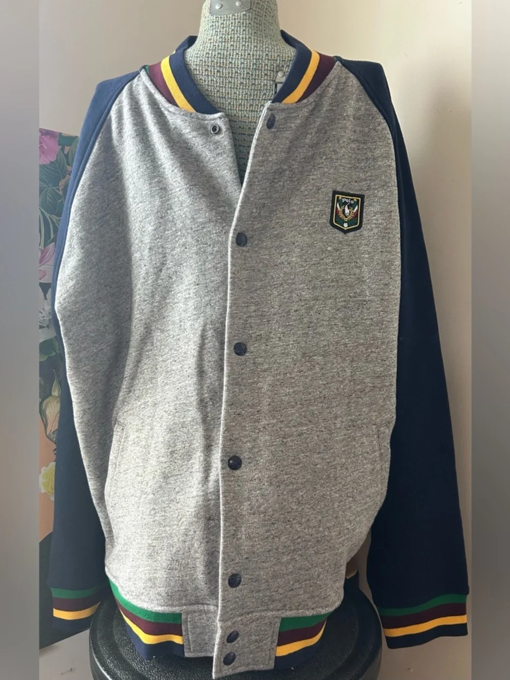 NWOT Polo Ralph Lauren Laurel Crest Fleece Baseball Jacket. XXL